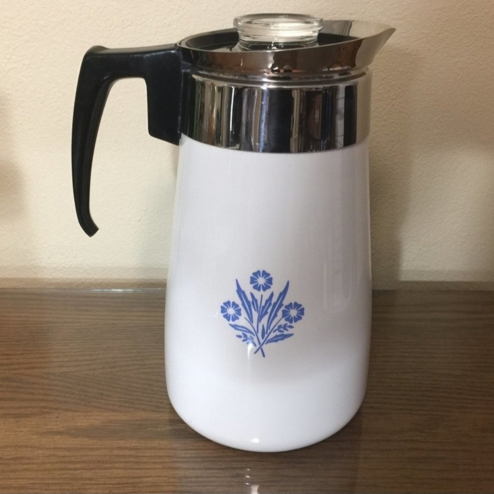 Vintage Corningware Blue Cornflower Coffee Pot 9 Cup